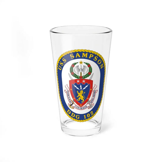 USS Sampson DDG 102 Crest (U.S. Navy) Pint Glass 16oz 16oz - Go Mug Yourself