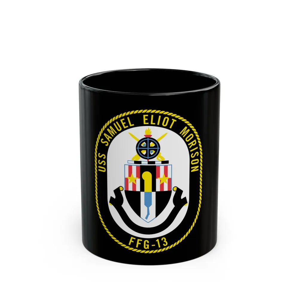 USS Samuel Elliot Morison FFG 13 (U.S. Navy) Black Coffee Mug-11oz-Go Mug Yourself