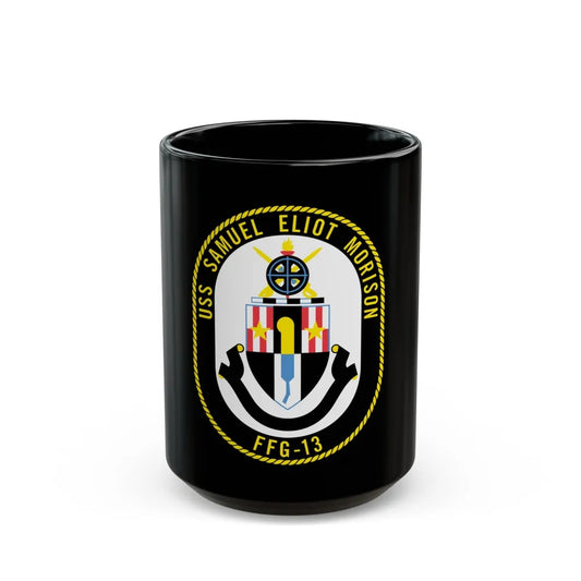 USS Samuel Elliot Morison FFG 13 (U.S. Navy) Black Coffee Mug-15oz-Go Mug Yourself