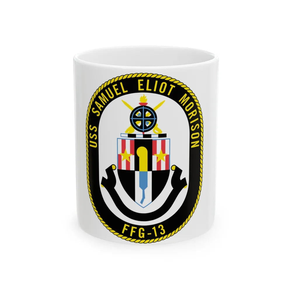 USS Samuel Elliot Morison FFG 13 (U.S. Navy) White Coffee Mug-11oz-Go Mug Yourself