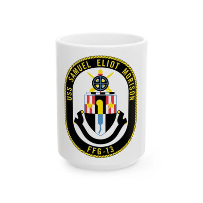 USS Samuel Elliot Morison FFG 13 (U.S. Navy) White Coffee Mug-15oz-Go Mug Yourself