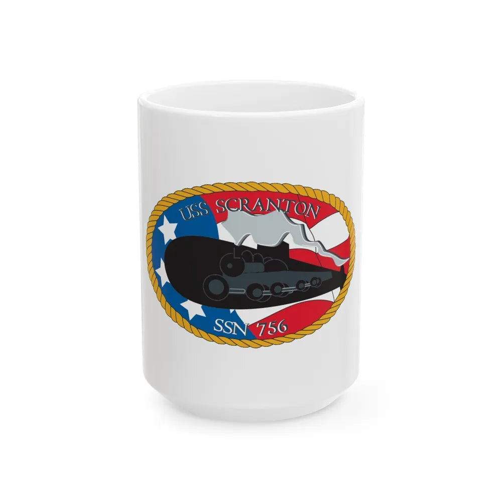 USS Scranton SSN 756 (U.S. Navy) White Coffee Mug-15oz-Go Mug Yourself