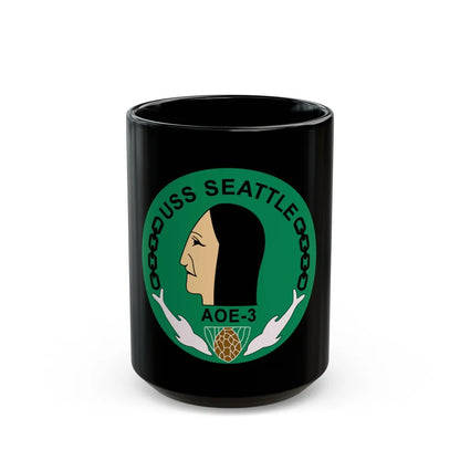 USS Seattle AOE 3 (U.S. Navy) Black Coffee Mug-15oz-Go Mug Yourself