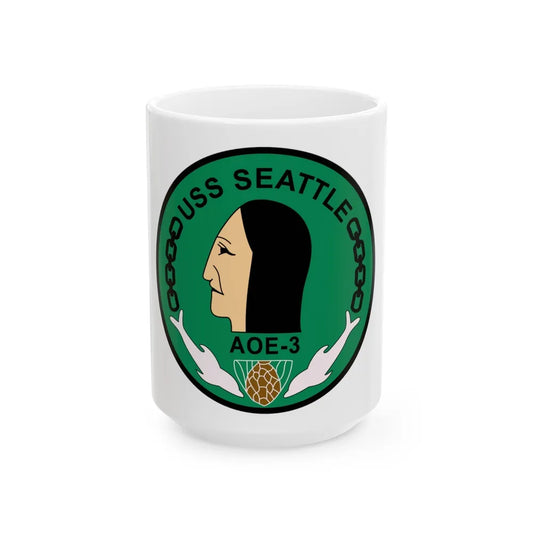 USS Seattle AOE 3 (U.S. Navy) White Coffee Mug-15oz-Go Mug Yourself