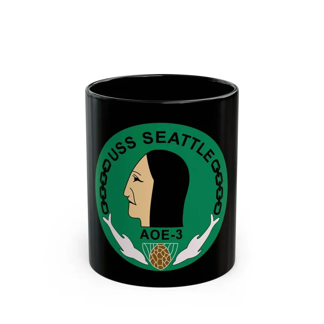 USS Seattle AOE 3 (U.S. Navy) Black Coffee Mug 11oz - Go Mug Yourself
