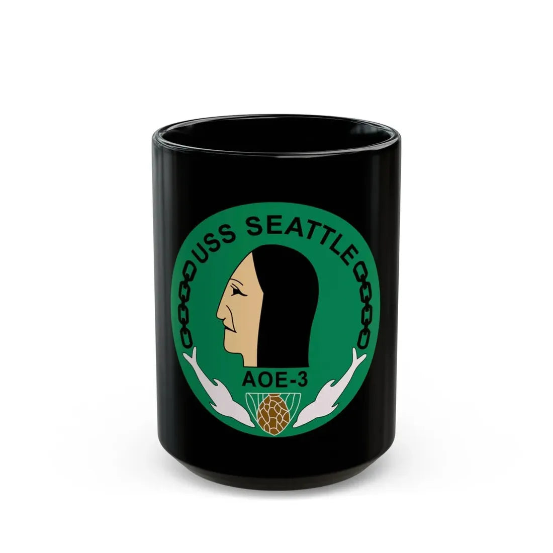 USS Seattle AOE 3 (U.S. Navy) Black Coffee Mug 15oz - Go Mug Yourself