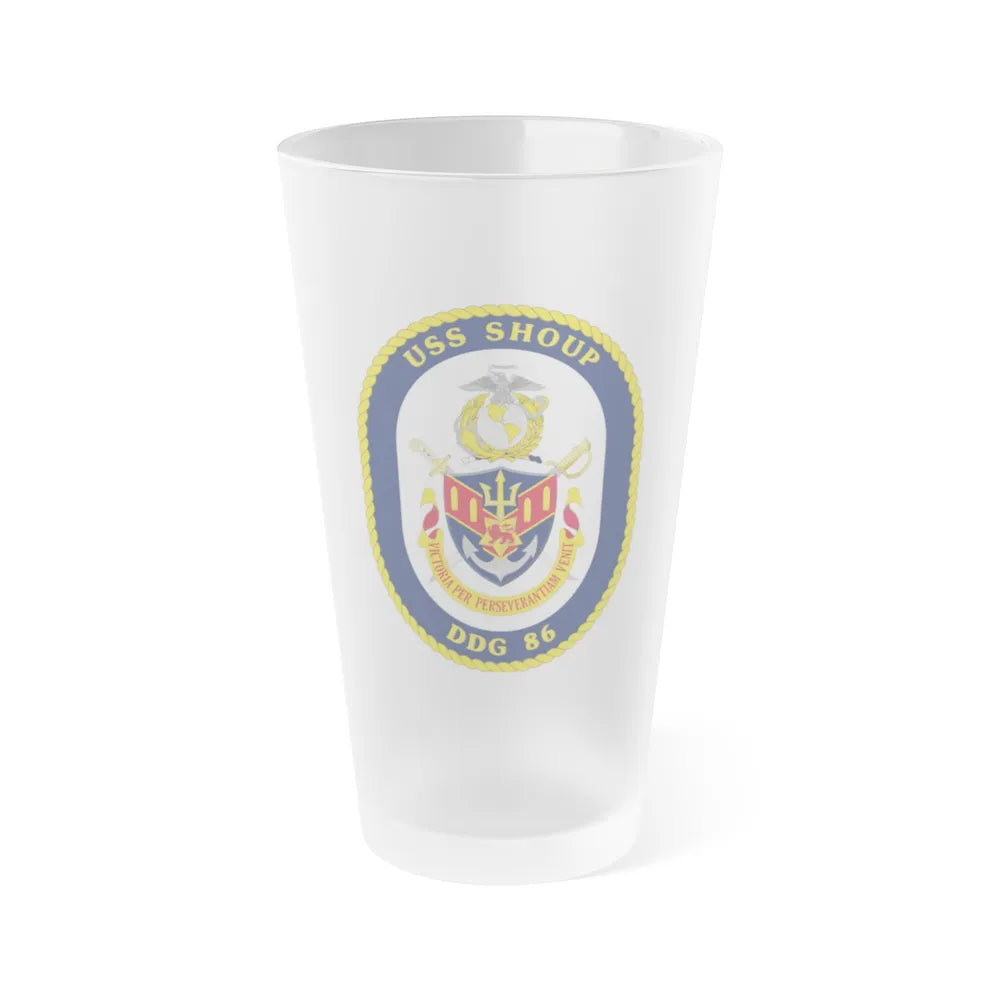 USS Shoup DDG 86 Crest (U.S. Navy) Frosted Pint Glass 16oz-Go Mug Yourself