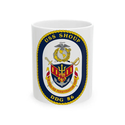 USS Shoup DDG 86 Crest (U.S. Navy) White Coffee Mug-11oz-Go Mug Yourself