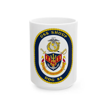 USS Shoup DDG 86 Crest (U.S. Navy) White Coffee Mug-15oz-Go Mug Yourself