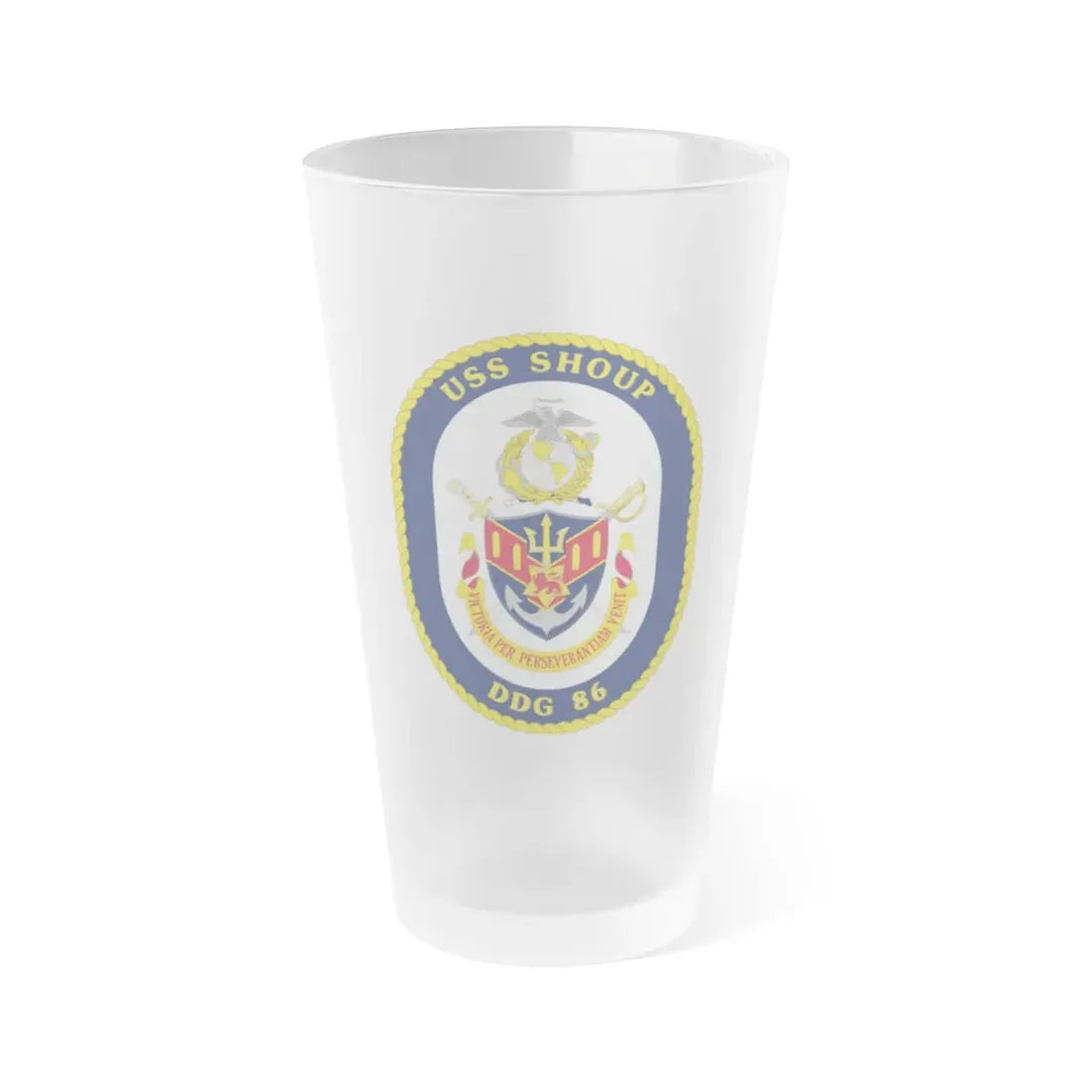 USS Shoup DDG 86 Crest (U.S. Navy) Frosted Pint Glass 16oz Default Title - Go Mug Yourself