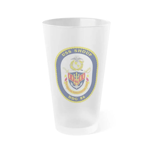USS Shoup DDG 86 Crest (U.S. Navy) Frosted Pint Glass 16oz Default Title - Go Mug Yourself