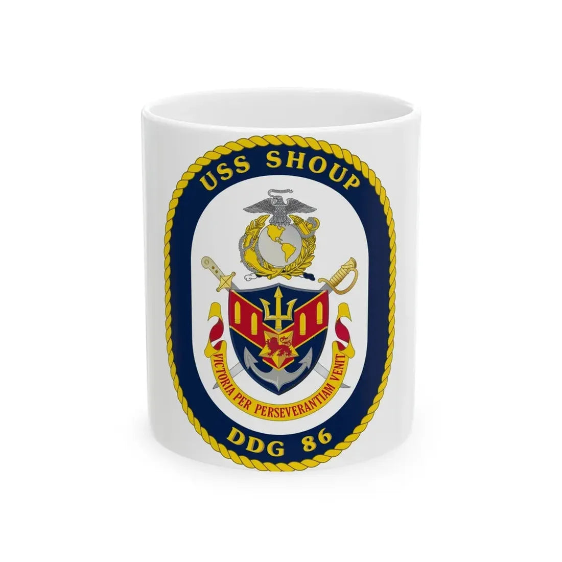 USS Shoup DDG 86 Crest (U.S. Navy) White Coffee Mug 11oz - Go Mug Yourself