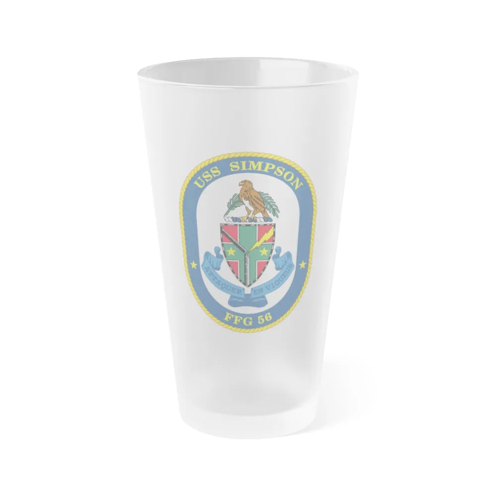 USS Simpson (U.S. Navy) Frosted Pint Glass 16oz-Go Mug Yourself