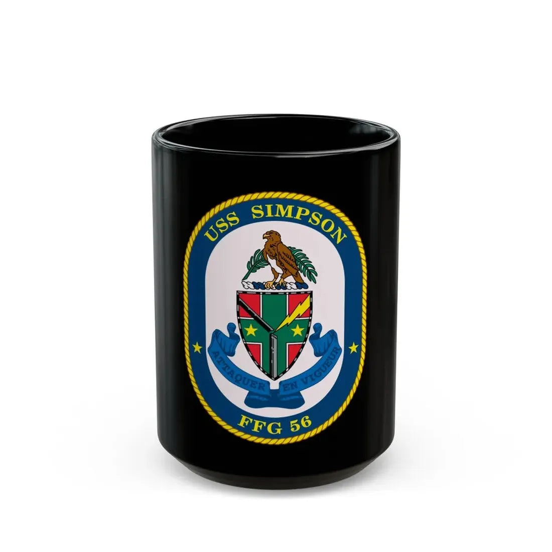 USS Simpson (U.S. Navy) Black Coffee Mug 15oz - Go Mug Yourself