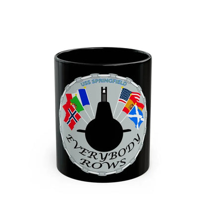 USS Springfield Everybody Rows (U.S. Navy) Black Coffee Mug 11oz - Go Mug Yourself