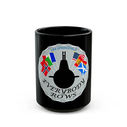 USS Springfield Everybody Rows (U.S. Navy) Black Coffee Mug 15oz - Go Mug Yourself