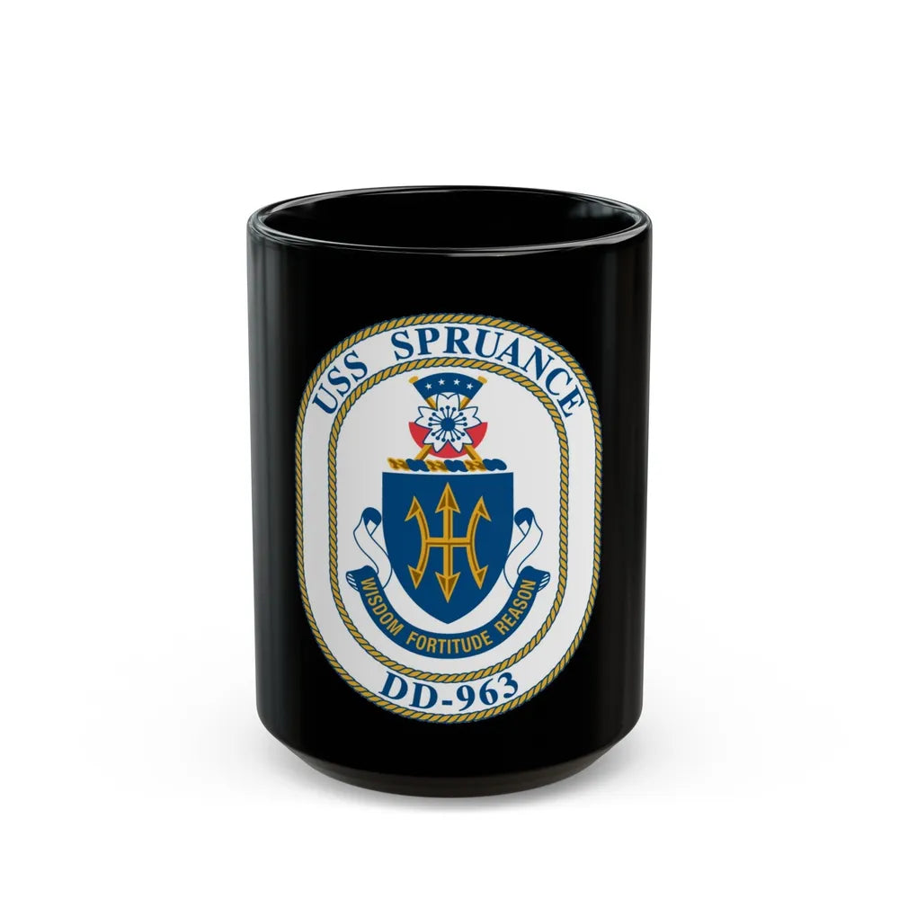 USS Spruance DD 963 (U.S. Navy) Black Coffee Mug-15oz-Go Mug Yourself