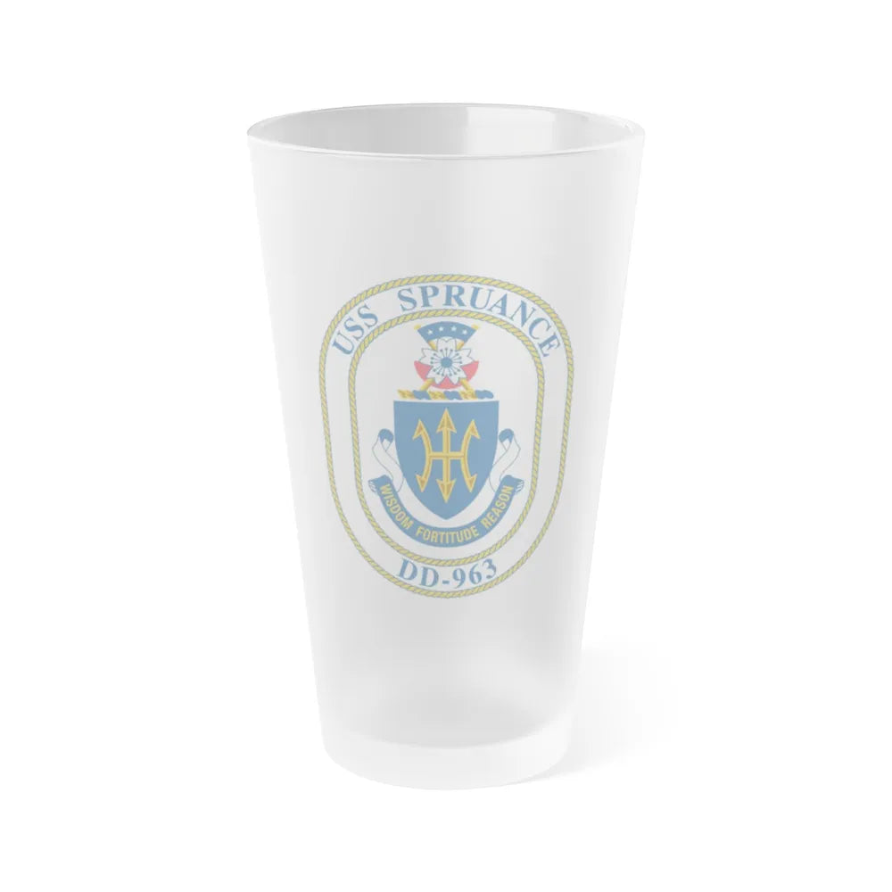 USS Spruance DD 963 (U.S. Navy) Frosted Pint Glass 16oz-Go Mug Yourself