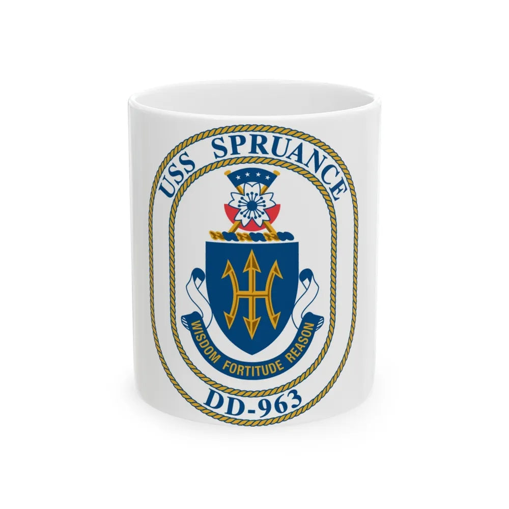 USS Spruance DD 963 (U.S. Navy) White Coffee Mug-11oz-Go Mug Yourself