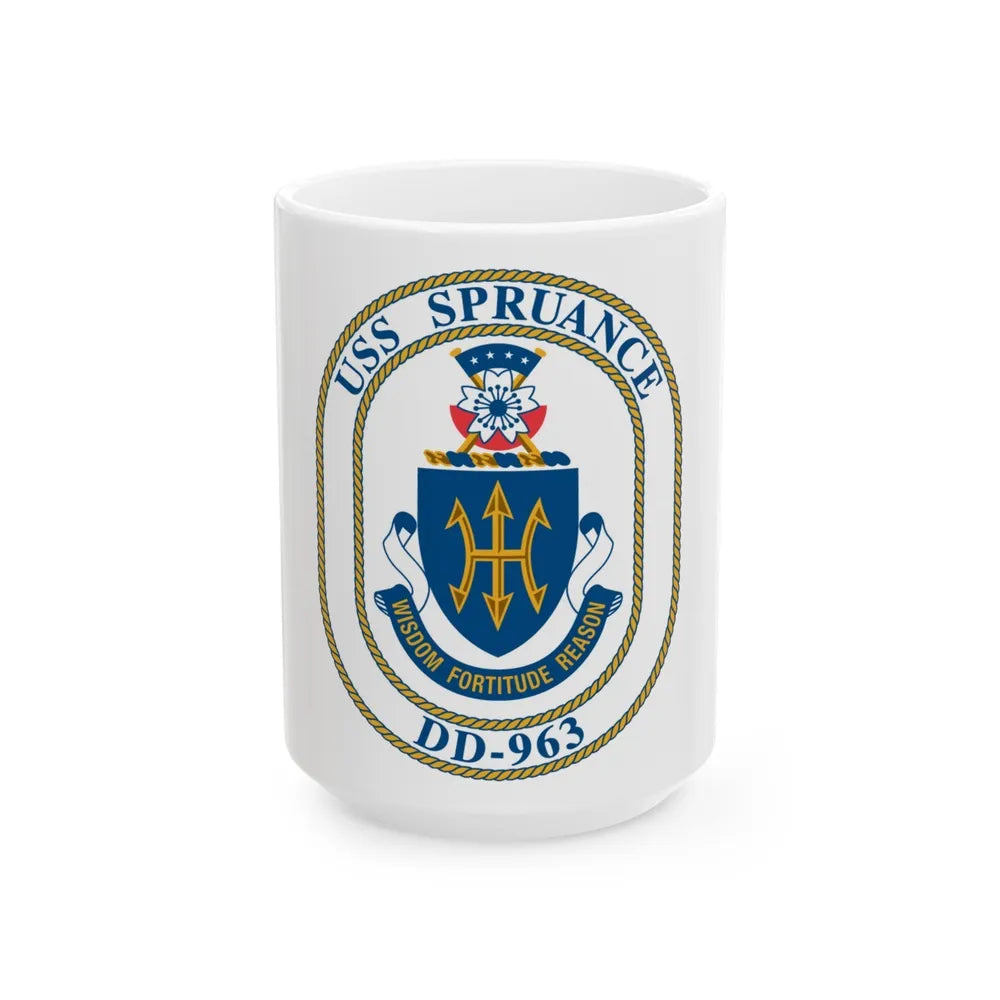 USS Spruance DD 963 (U.S. Navy) White Coffee Mug-15oz-Go Mug Yourself