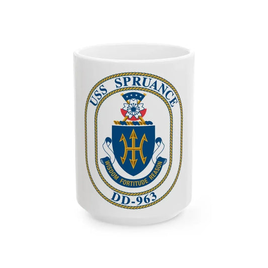 USS Spruance DD 963 (U.S. Navy) White Coffee Mug 15oz - Go Mug Yourself