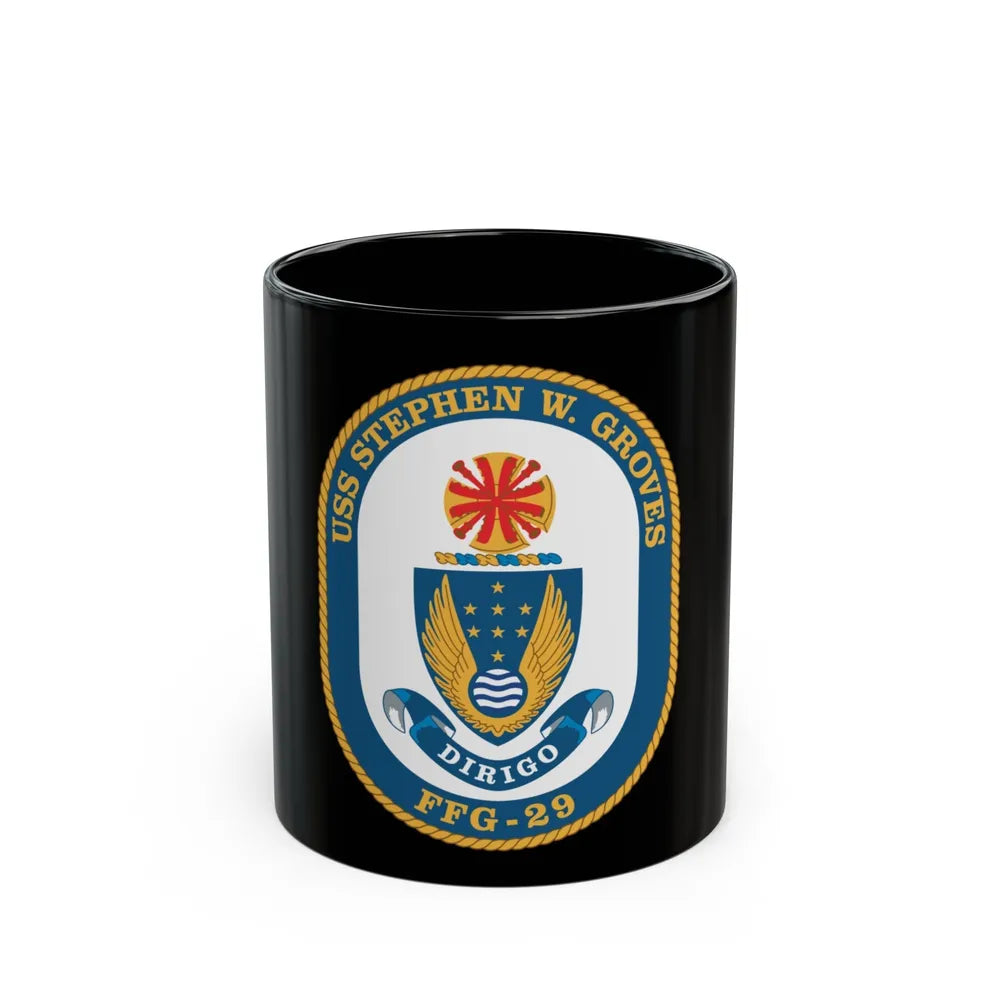 USS Stephen W Groves (U.S. Navy) Black Coffee Mug-11oz-Go Mug Yourself