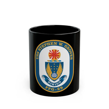 USS Stephen W Groves (U.S. Navy) Black Coffee Mug-11oz-Go Mug Yourself