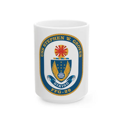 USS Stephen W Groves (U.S. Navy) White Coffee Mug-15oz-Go Mug Yourself