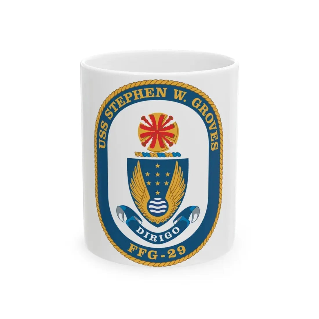 USS Stephen W Groves (U.S. Navy) White Coffee Mug 11oz - Go Mug Yourself