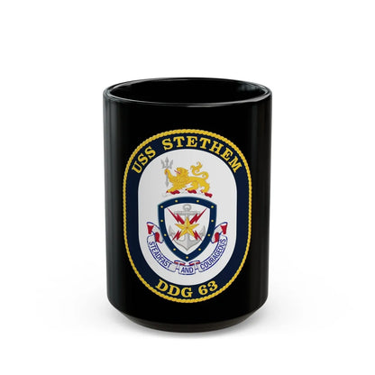 USS Stethem DDG 63 Crest (U.S. Navy) Black Coffee Mug-15oz-Go Mug Yourself