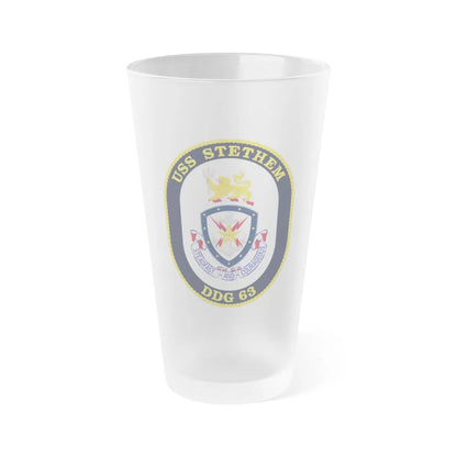 USS Stethem DDG 63 Crest (U.S. Navy) Frosted Pint Glass 16oz-Go Mug Yourself