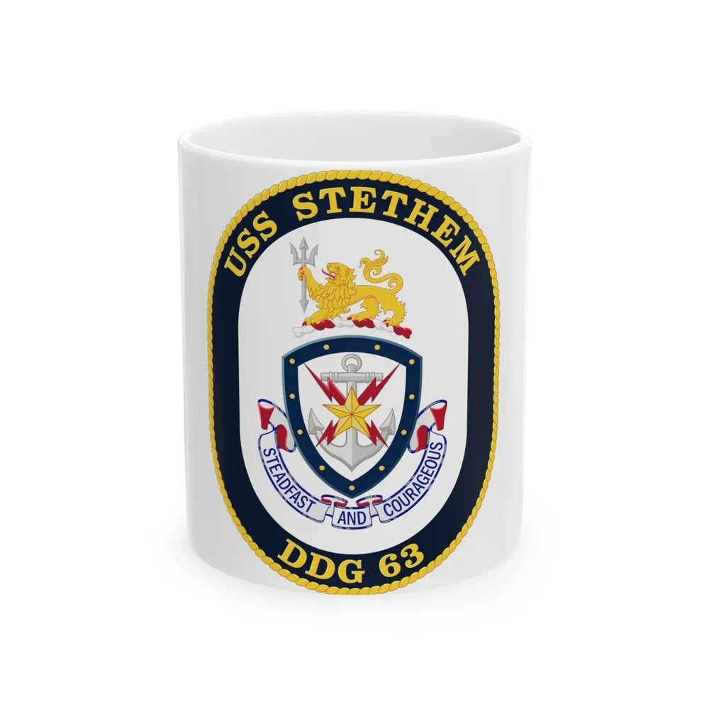 USS Stethem DDG 63 Crest (U.S. Navy) White Coffee Mug-11oz-Go Mug Yourself