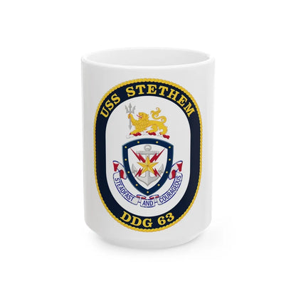 USS Stethem DDG 63 Crest (U.S. Navy) White Coffee Mug-15oz-Go Mug Yourself