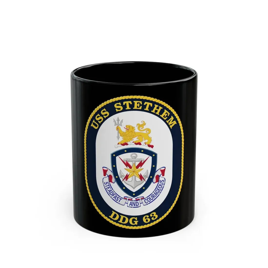 USS Stethem DDG 63 Crest (U.S. Navy) Black Coffee Mug 11oz - Go Mug Yourself