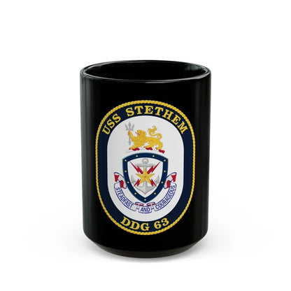 USS Stethem DDG 63 Crest (U.S. Navy) Black Coffee Mug 15oz - Go Mug Yourself