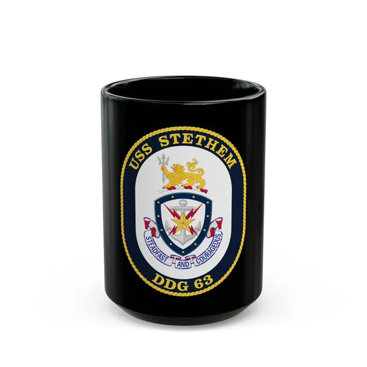 USS Stethem DDG 63 Crest (U.S. Navy) Black Coffee Mug 15oz - Go Mug Yourself