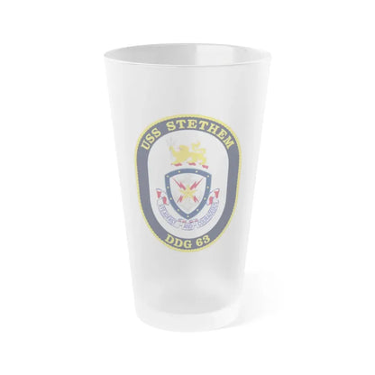 USS Stethem DDG 63 Crest (U.S. Navy) Frosted Pint Glass 16oz Default Title - Go Mug Yourself