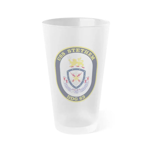USS Stethem DDG 63 Crest (U.S. Navy) Frosted Pint Glass 16oz Default Title - Go Mug Yourself
