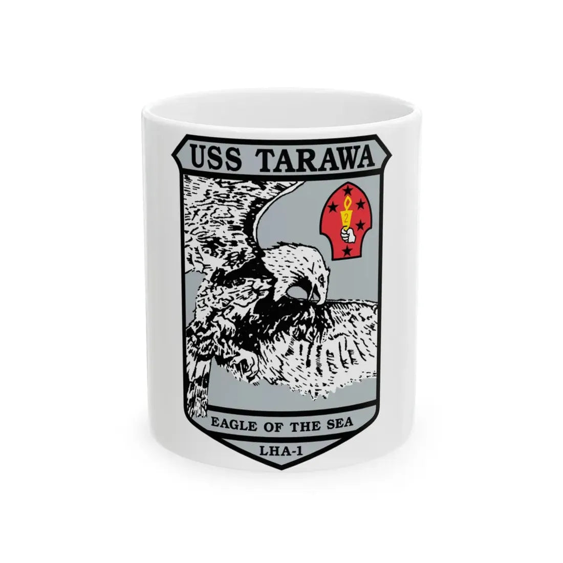 USS Tarawa Eagle Of The Sea LHA 1 BIN 1224 (U.S. Navy) White Coffee Mug 11oz - Go Mug Yourself