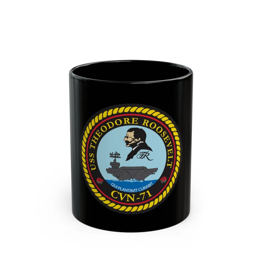 USS Theodore Roosevelt (U.S. Navy) Black Coffee Mug-11oz-Go Mug Yourself