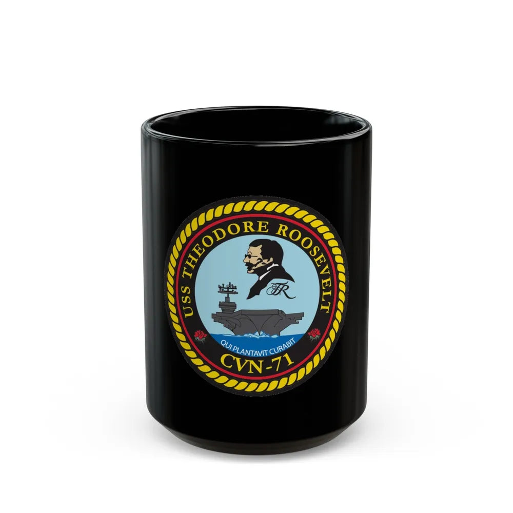 USS Theodore Roosevelt (U.S. Navy) Black Coffee Mug-15oz-Go Mug Yourself