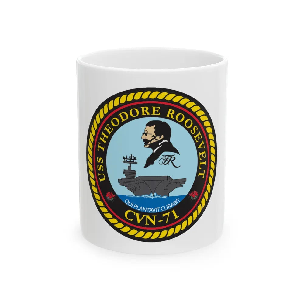 USS Theodore Roosevelt (U.S. Navy) White Coffee Mug-11oz-Go Mug Yourself