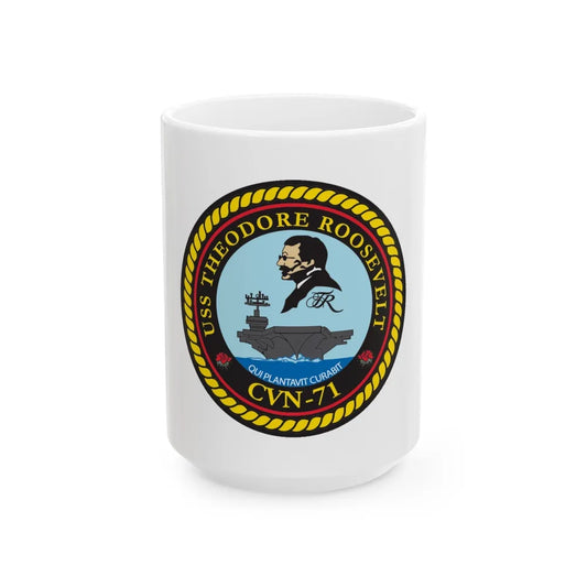 USS Theodore Roosevelt (U.S. Navy) White Coffee Mug-15oz-Go Mug Yourself