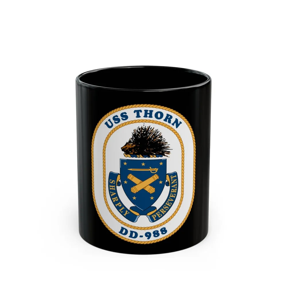 USS Thorn DD 988 v2 (U.S. Navy) Black Coffee Mug-11oz-Go Mug Yourself