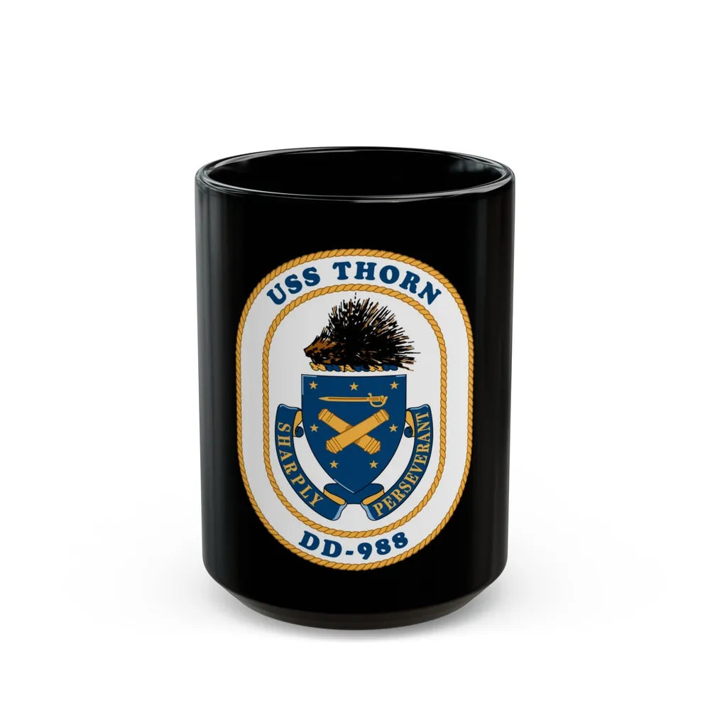 USS Thorn DD 988 v2 (U.S. Navy) Black Coffee Mug-15oz-Go Mug Yourself