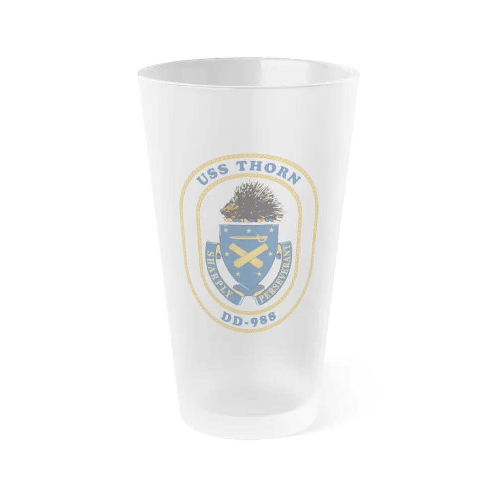 USS Thorn DD 988 v2 (U.S. Navy) Frosted Pint Glass 16oz-Go Mug Yourself