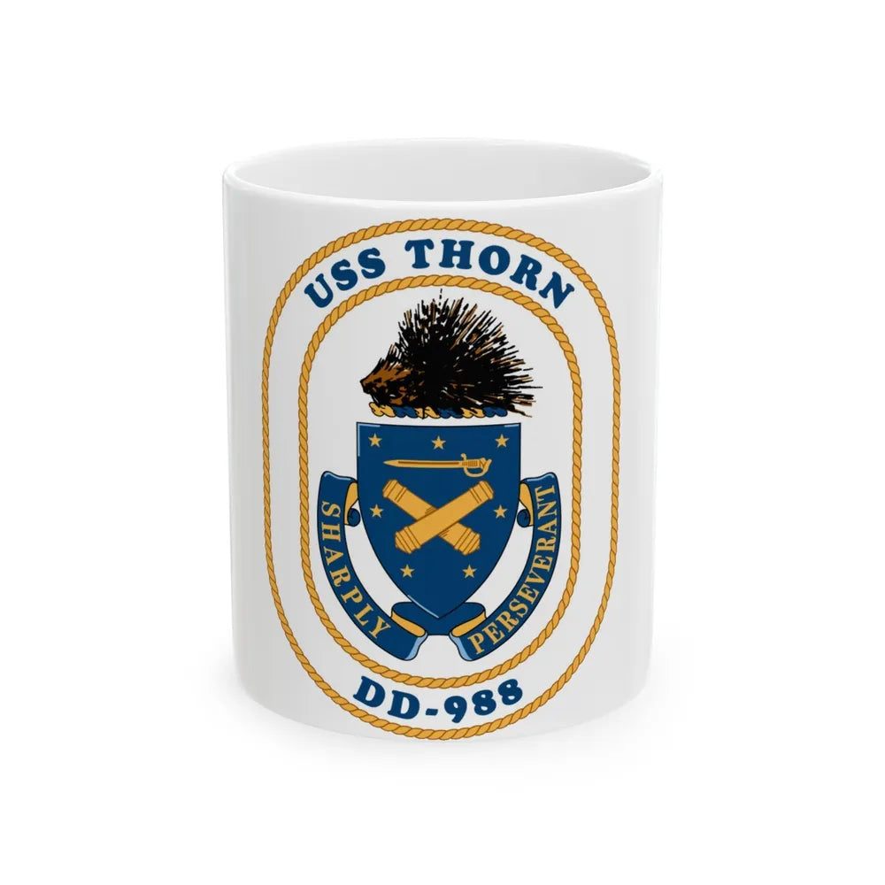 USS Thorn DD 988 v2 (U.S. Navy) White Coffee Mug-11oz-Go Mug Yourself