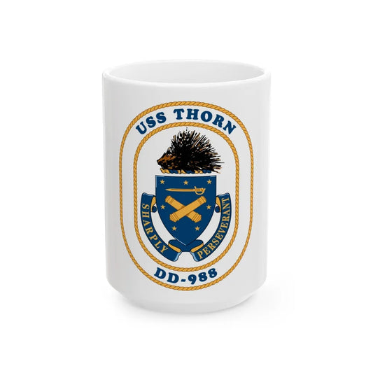 USS Thorn DD 988 v2 (U.S. Navy) White Coffee Mug-15oz-Go Mug Yourself