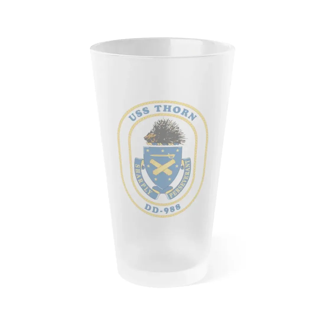 USS Thorn DD 988 v2 (U.S. Navy) Frosted Pint Glass 16oz Default Title - Go Mug Yourself