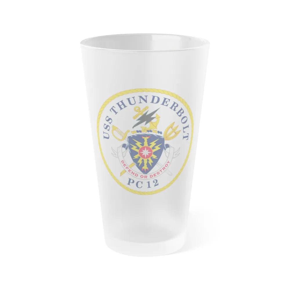 USS Thunderbolt PC 12 (U.S. Navy) Frosted Pint Glass 16oz-Go Mug Yourself